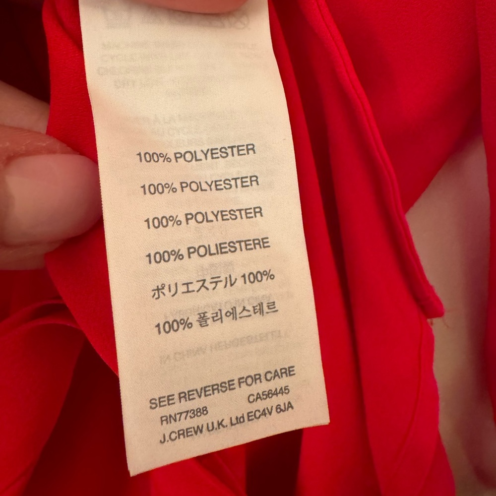 J.Crew Red BCE Pleat Front Button Front Long Sleeve Blouse Top Womens Size 2 - Picture 4 of 8